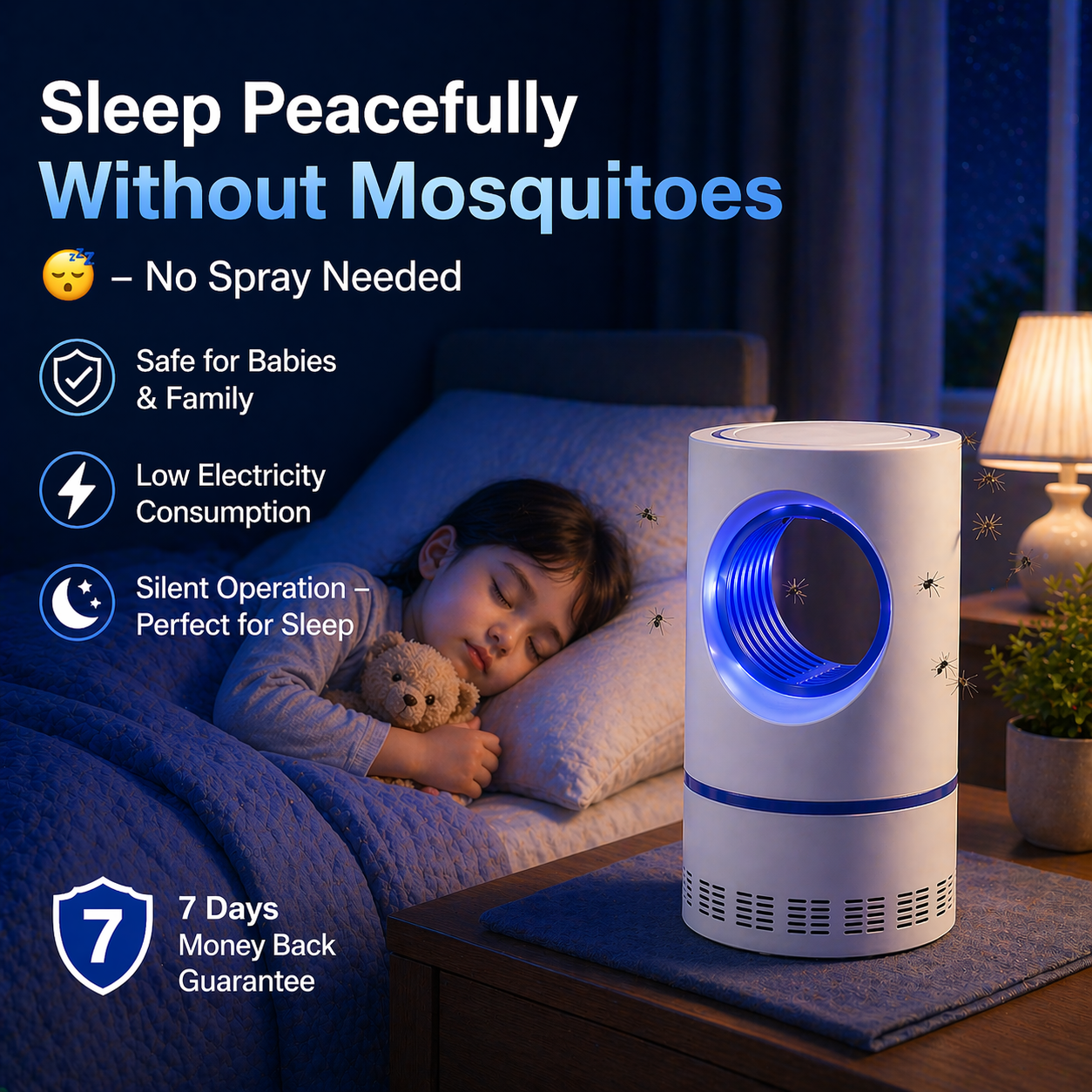 UV Mosquito Killer Lamp Silent & Powerful Protection