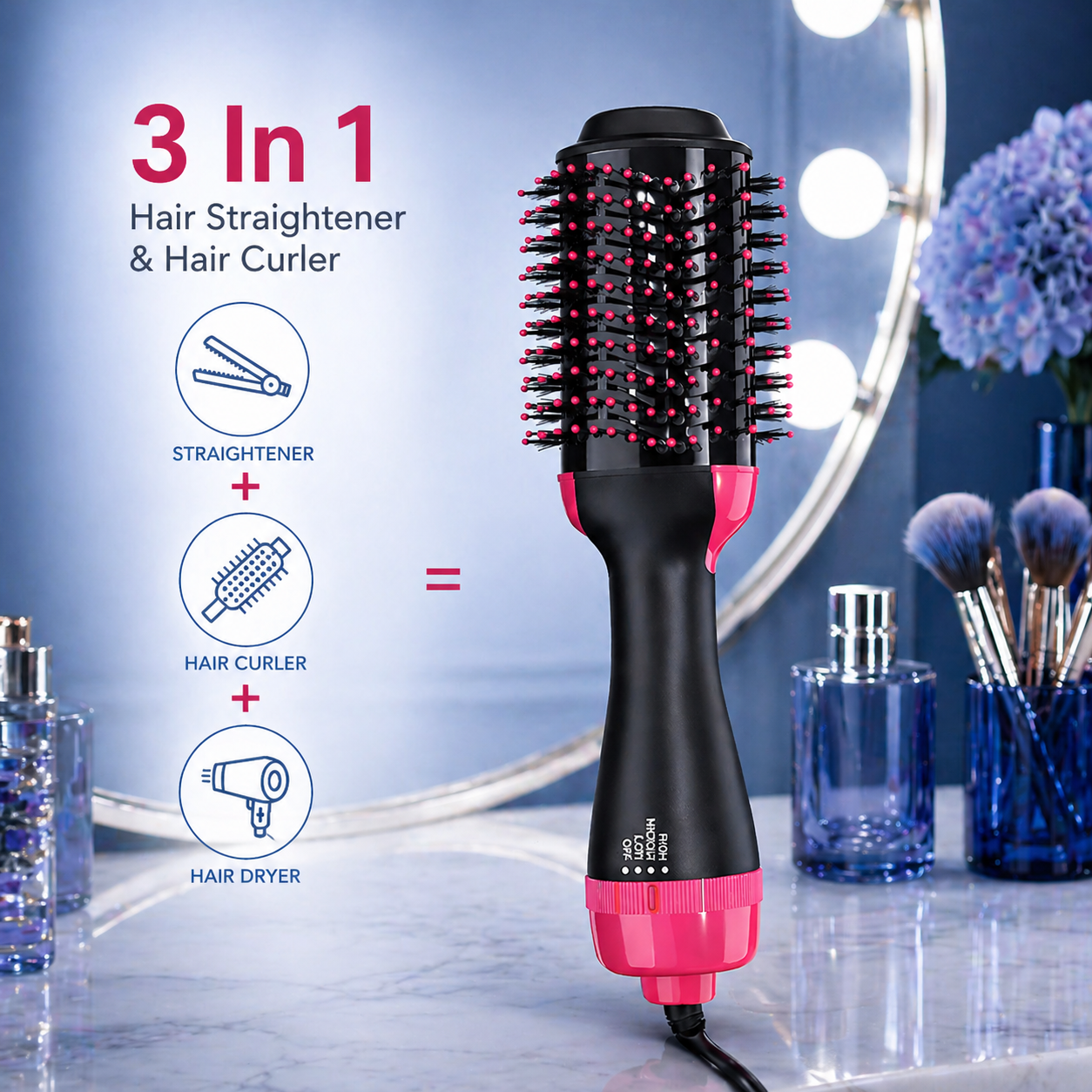 3-in-1 Hair Dryer Brush – Salon-Style Hair in Minutes at Home