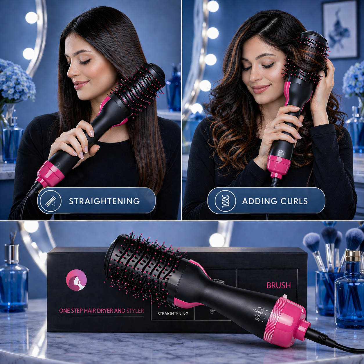 3-in-1 Hair Dryer Brush – Salon-Style Hair in Minutes at Home