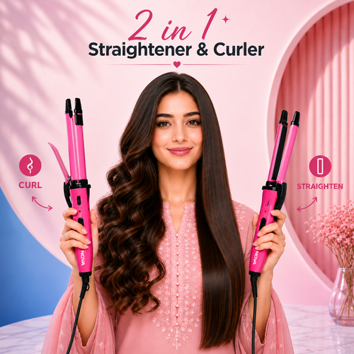 2-in-1 Electric Hair Straightener & Curler.