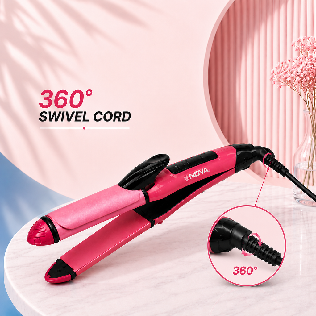 2-in-1 Electric Hair Straightener & Curler.