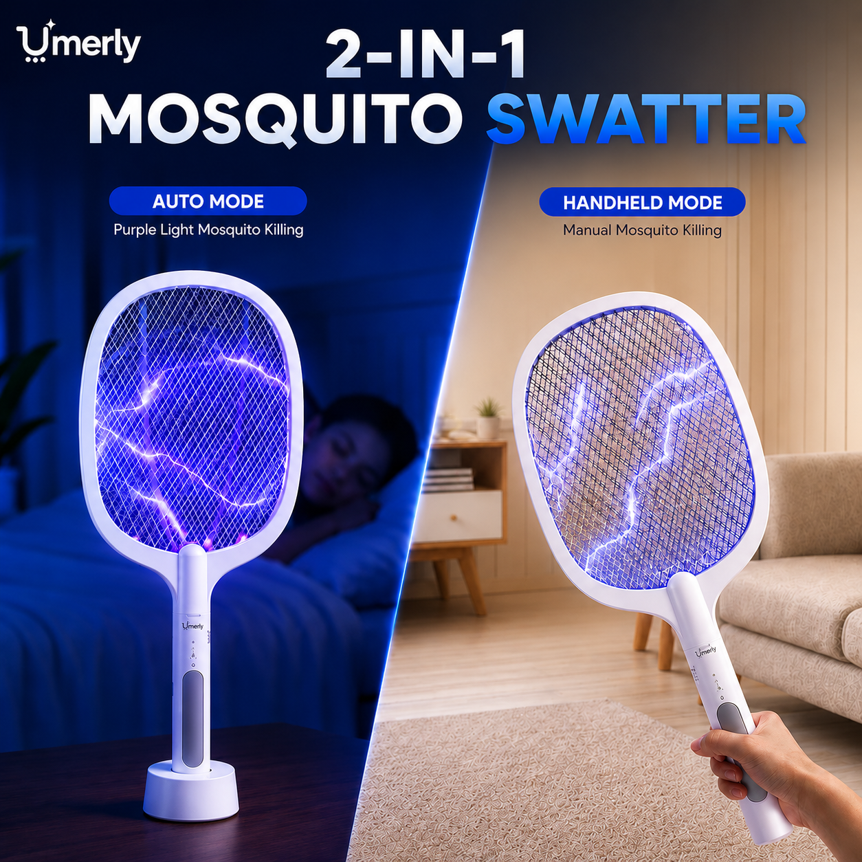 2-in-1 Rechargeable Mosquito Killer Racket