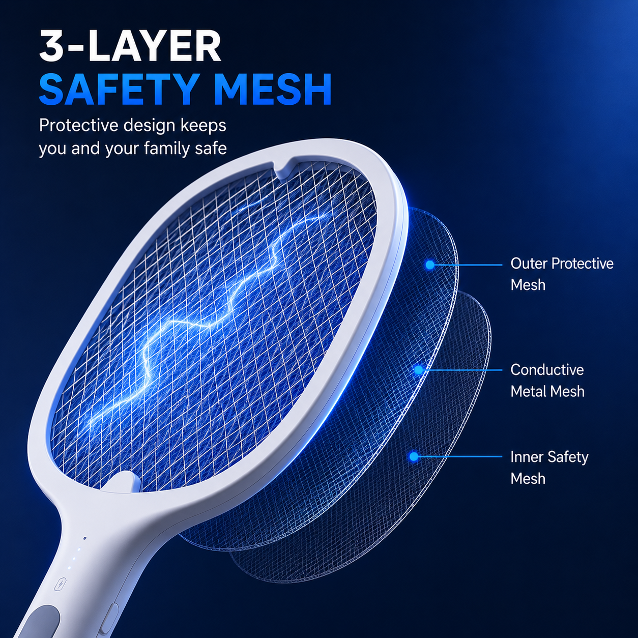 2-in-1 Rechargeable Mosquito Killer Racket
