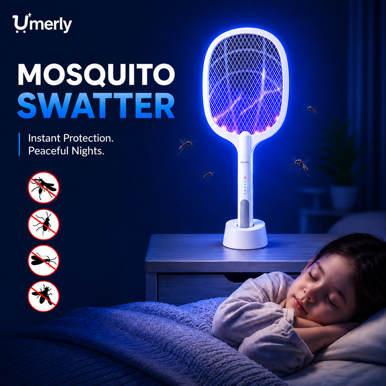2-in-1 Rechargeable Mosquito Killer Racket