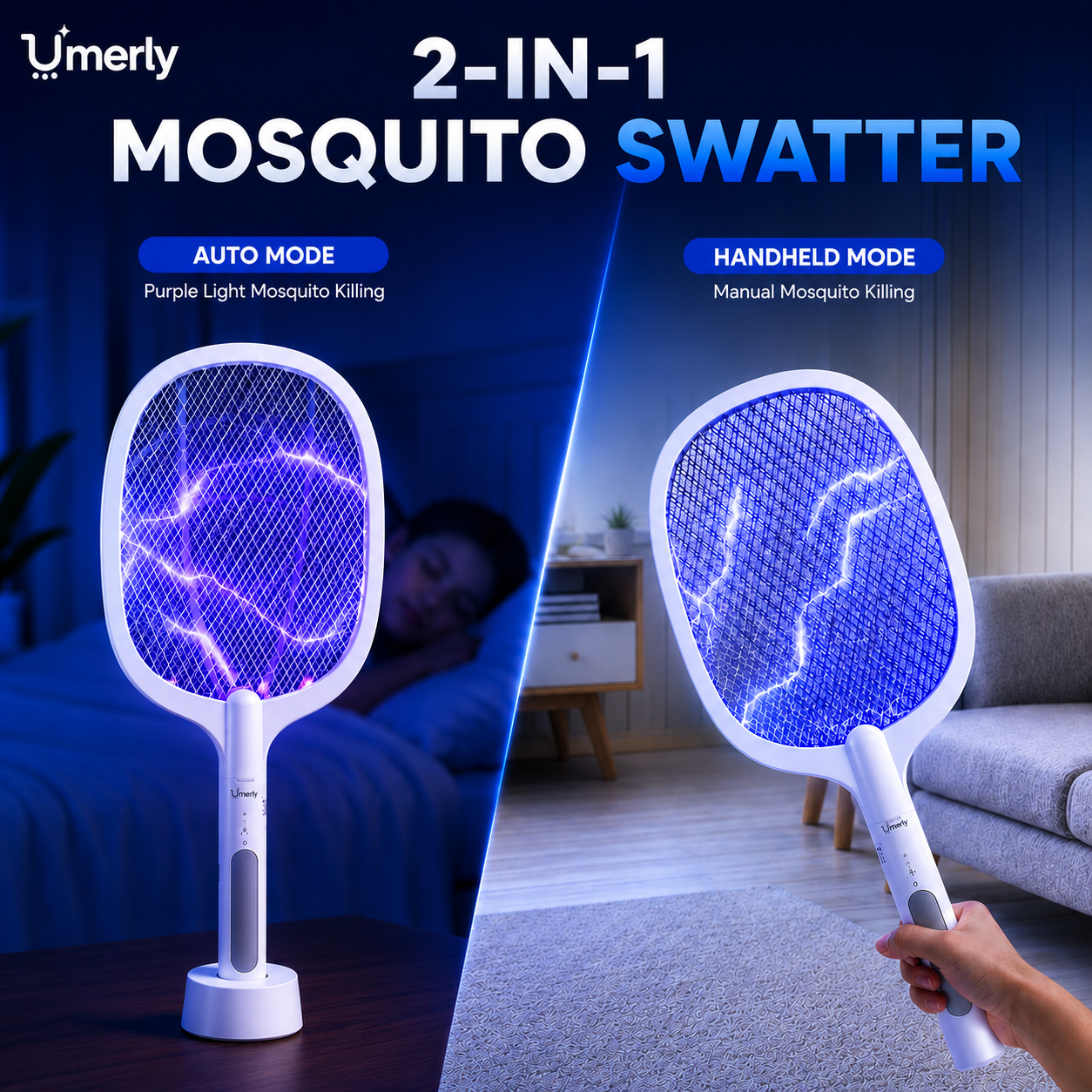 2-in-1 Rechargeable Mosquito Killer Racket