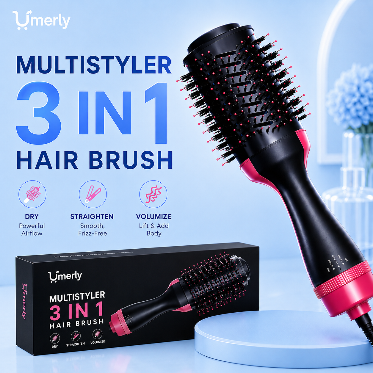 3-in-1 Hair Dryer Brush – Salon-Style Hair in Minutes at Home